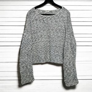 Eileen Fisher Pullover Sweater Gray Balloon Sleeve Organic Cotton Size S